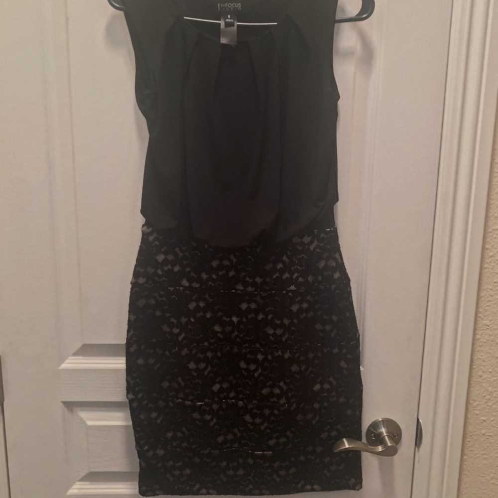 Black & Beige Lace Dress